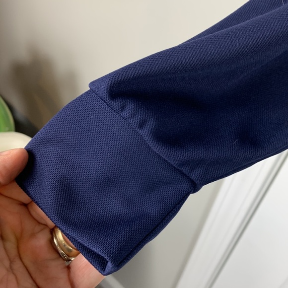 Tworoy navy blue/light blue trim long sleeved 1/4 zip pullover shirt size 2XL - Picture 3 of 5